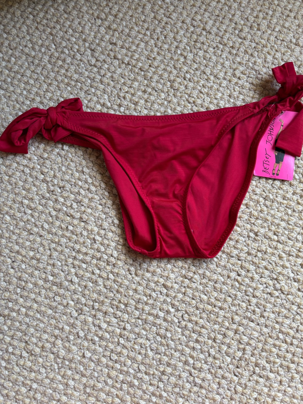 Betsey Johnson Red Ruffle Tie Bikini Bottom